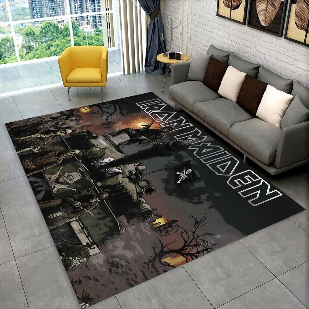 3D I-Iron-M-Maidens Metal Music Rug Carpet for Living Room Bedroom Decor,kids Play Non-slip Decoration for Sofa Doormat Gift
