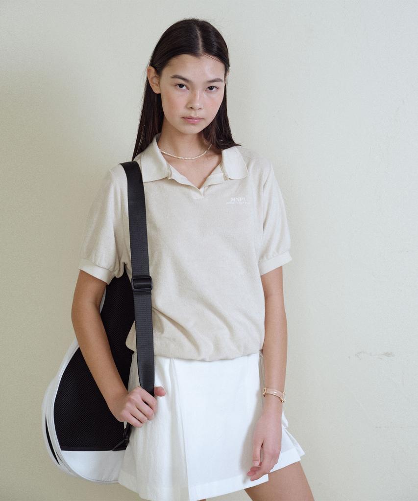 MONDAYFLOW Monple Terry Collared Top_Light Beige