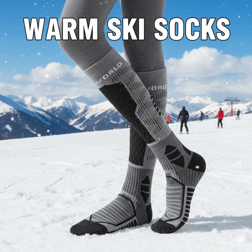 2 pairs Thicker Design Ski Socks High Elastic Mountaineering Socks Soft Sports Socks Skiing