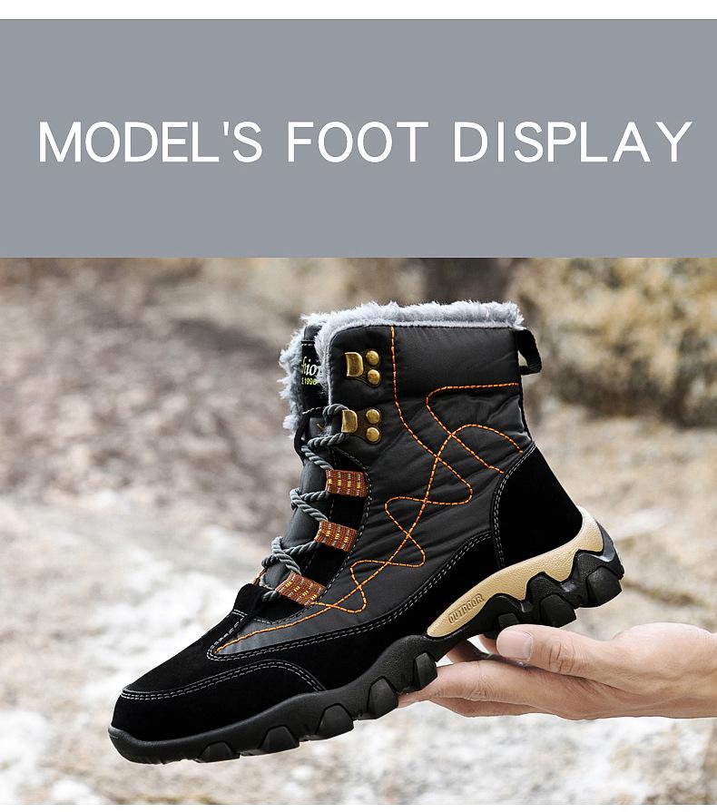 Men's High Top Waterproof Snow Boots with Thick Velvet Lining