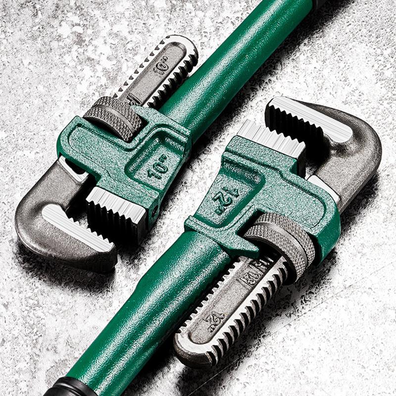 Сверхпрочный прямой трубный ключ из углеродистой стали 10", 12", 14", 18" Трубный ключ Универсальный промышленный регулируемый ручной сантехнический ключ