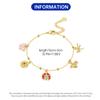 S925 Silver Gold Flower Insect Bracelet Chain Link Women Bracelet Jewelry Party Trendy Anniversary Gifts