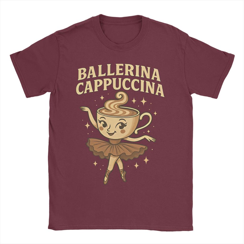 Ballerina Cappuccina Men's T Shirt Italian Brainrot Funny Tees Short Sleeve Round Collar T-Shirt Pure Cotton Plus Size Tops