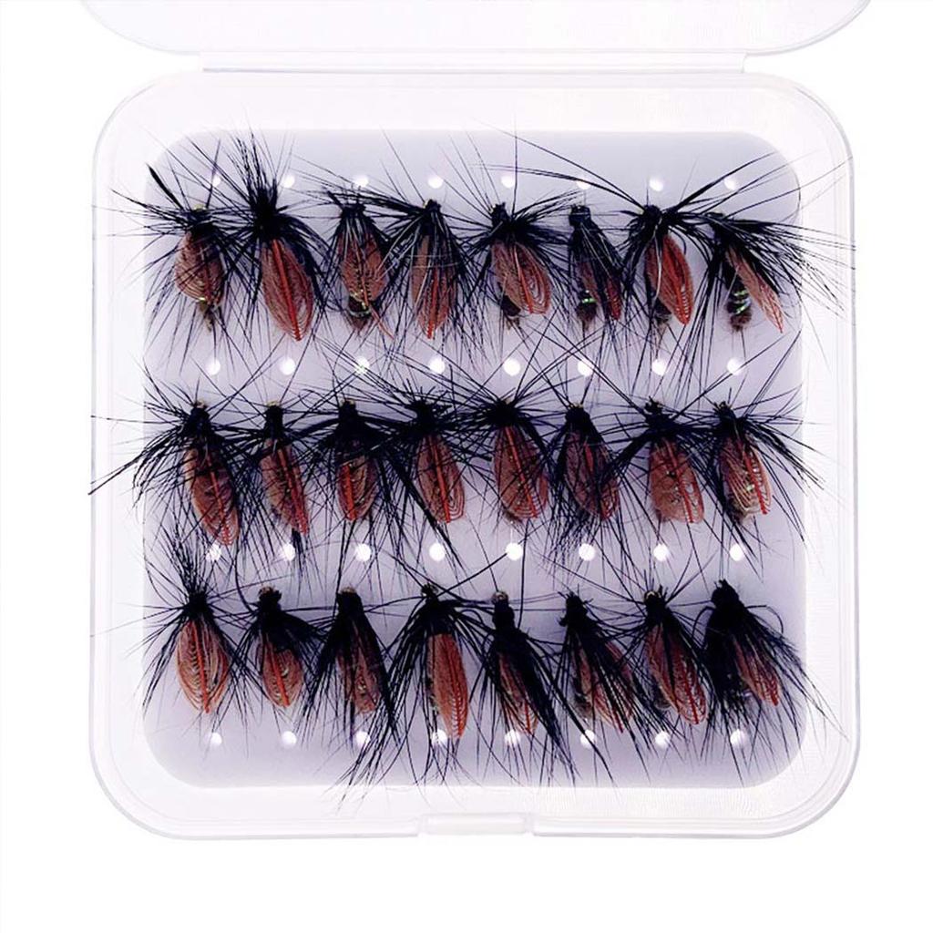 5/10/20/25Pcs/Box Black Fly Peacock Feather Wings Fly Fishing for Trout Bait Size #10 Flies Artificial Insect Bait Lure
