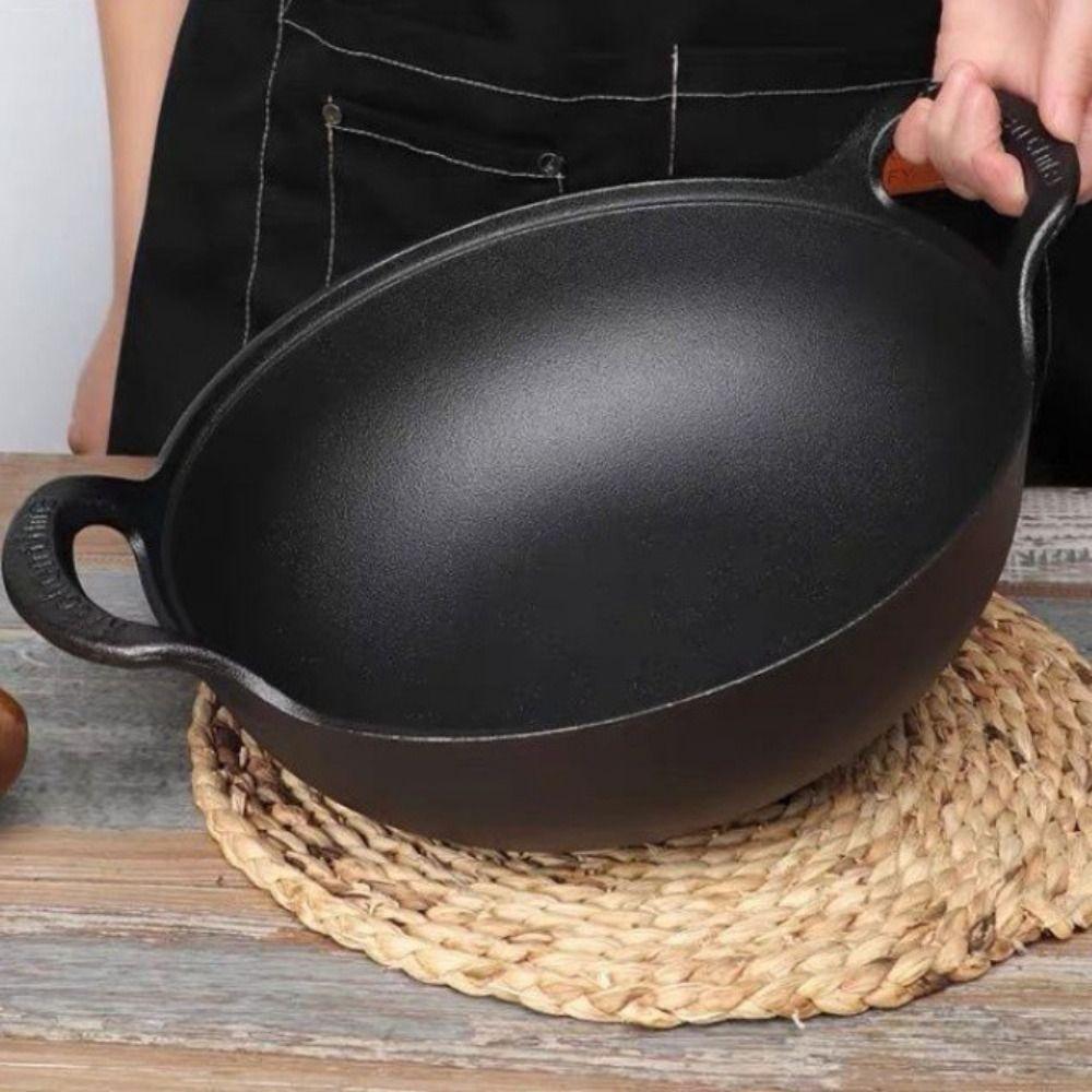 No Coating Cast Iron Pot With Wood Lid Soup Pot Cookware Stew Pot Home Use