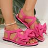Women's Flat Sandals 2025 New Summer Beach Sandals Outdoor Lightweight Walking Flat Sandals for Women Bow Elastic Casual Sandal
