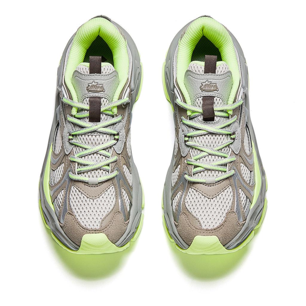 Anta Slip Resistant Abrasion Resistant Low top Chunky Sneakers Women's Gray Brown Green Sneakers 922518891-3