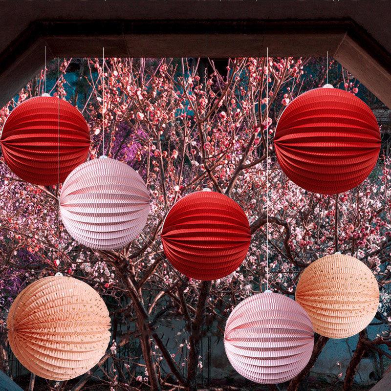 Festive Hangings Decorations Watermelon Paper Lanterns Honeycomb Balls Wedding Room Decorations