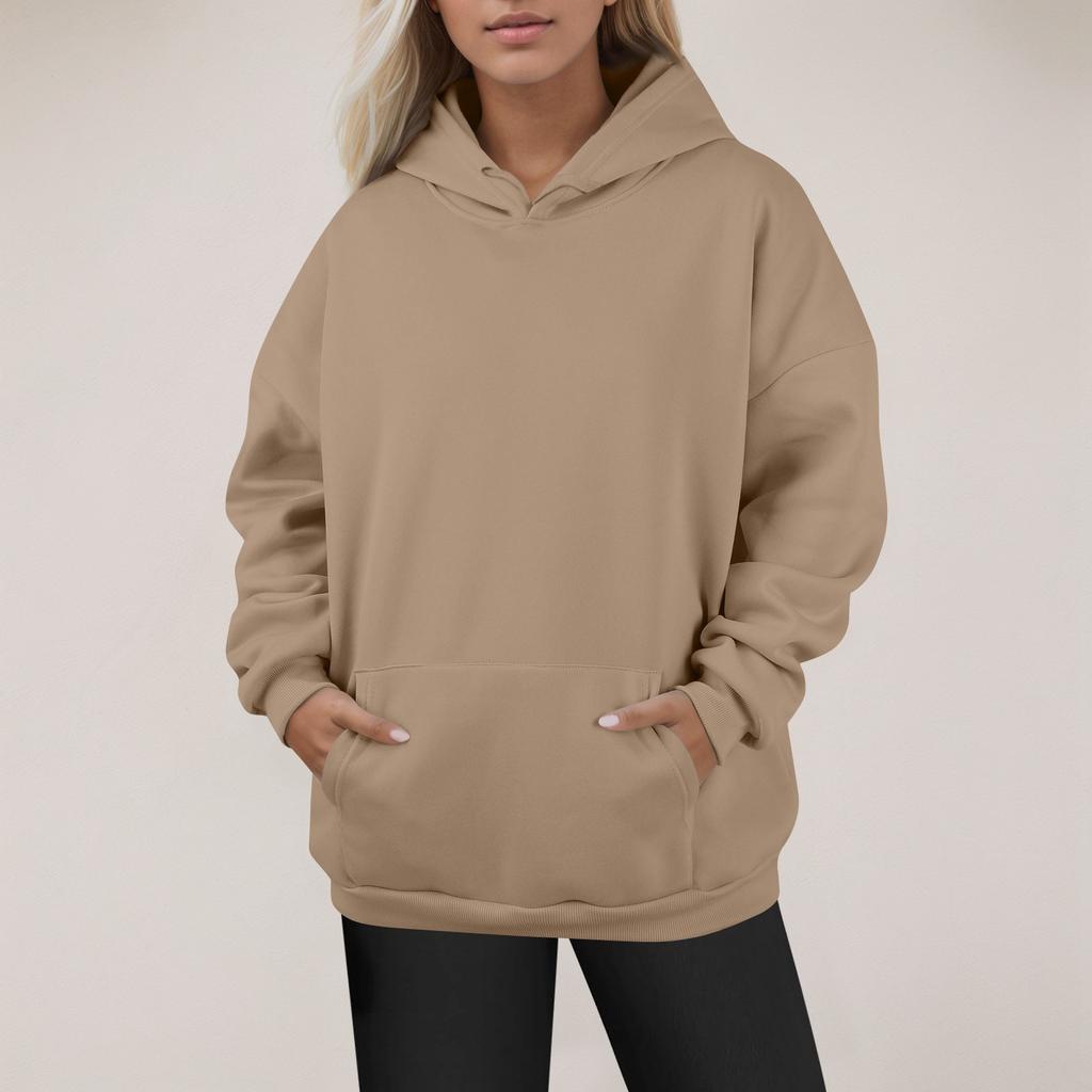 Женские модные повседневные универсальные повседневные толстовки с круглым вырезом, однотонные топы с длинными рукавами