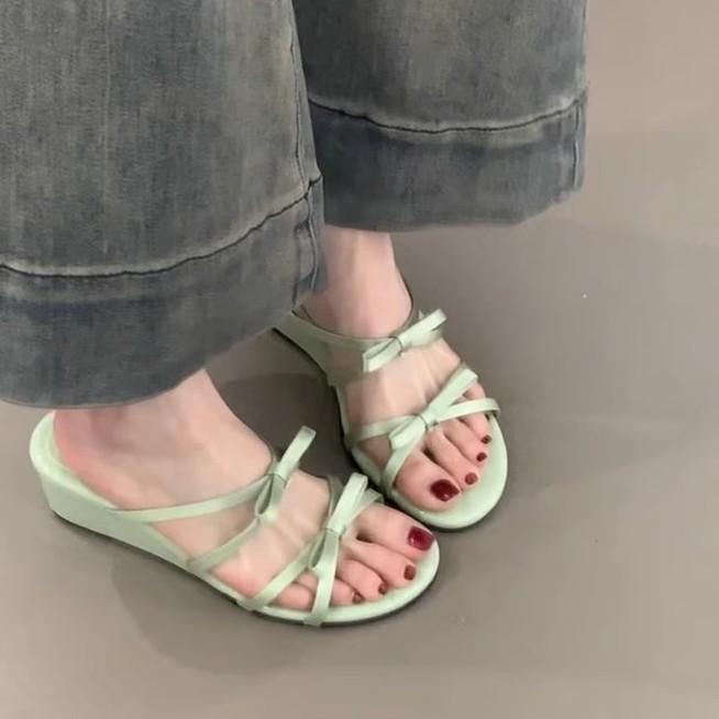 Босоножки с бантом, женская летняя одежда 2025 года, новые французские потрясающие туфли на высоком каблуке с эффектом феи и ветра