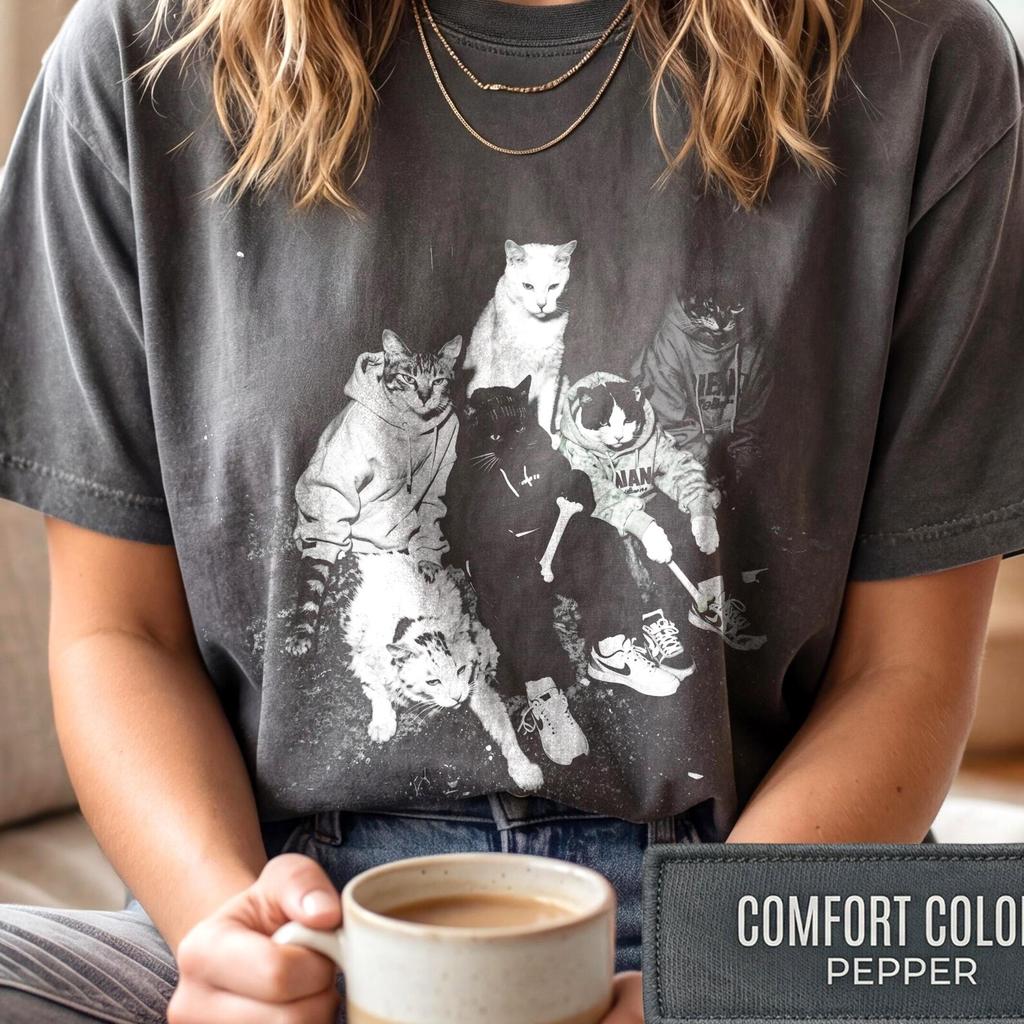 Gangster cats Meme T-Shirts Unisex T-Shirt Cat T-Shirt graphic cat meme t-shirt Funny T-Shirts cat mom t-shirt Unisex Graphic T-Shirt