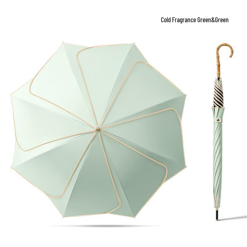Зонт с длинной ручкой и цветочным рисунком, двойного назначения для солнца и дождя, с черным резиновым куполом для защиты от УФ-излучения, для женщин.