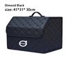 Car Trunk Organizer Storage Bag Portable Collapsible PU Leather Diamond Quilted Pattern Black Diamond For Volvo Auto SUV Sedan