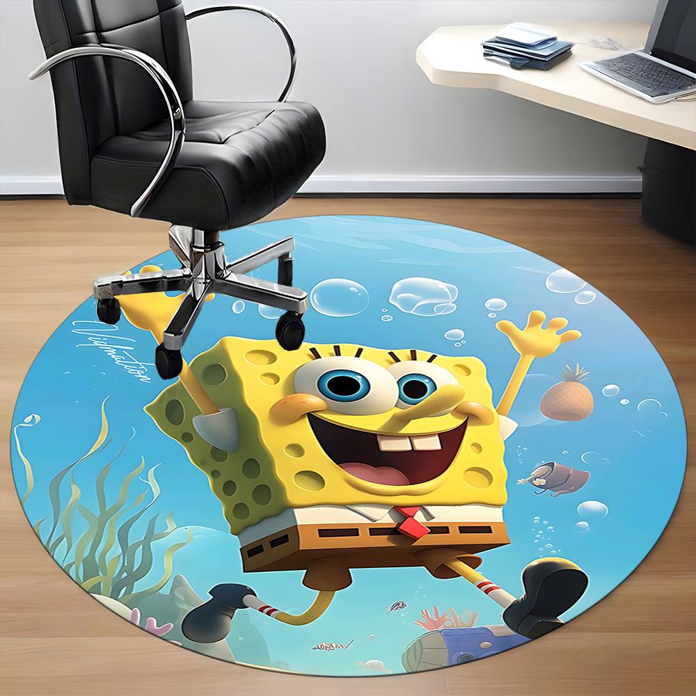 1 шт. Круглый ковер SpongeBob SeaWorld для офиса, коврик для помещений, подходит для офиса, под офисные стулья, спальни, гостиной, домашнего декора, декора комнаты