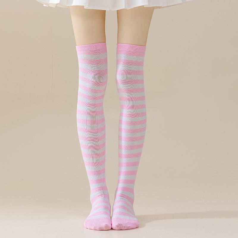 Autumn Winter Color Striped Stockings Japanese Over Knee Socks Fashion Women Keep Warm Sexy Slim Long Socks Striped Hosiery