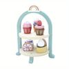 Wooden Cake Pop Shop Playset ,8 Piece Pretend Play Food Toy with Multi-Tiered Dessert Tower Educational Kitchen Roleplay Set for Kids 3+
