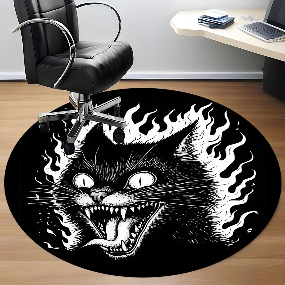 1pc FlamingFeline Office Round Area Rug, Under Office Chairs Bedroom Living Room Home Decor, Room Deco, Available in Various Sizes
