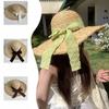 Summer French Breasted Raffia Straw Hat Women's Big Hat Brim Sun Protection Hat Beach Beach Bow Knit Hat