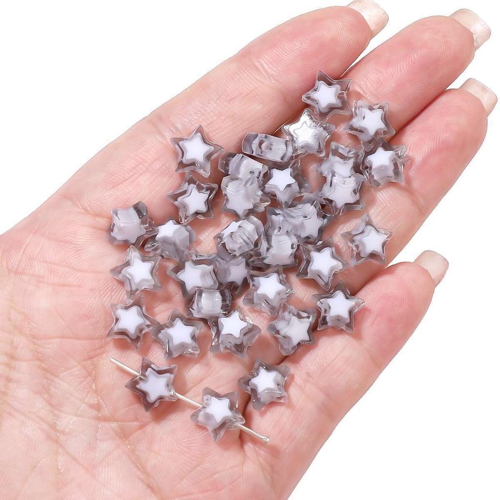 Бусины для браслетов ручной работы Акриловые двухцветные бусины Пентаграмма Бусины россыпью Бусины ручной работы Ожерелье из бисера своими руками Ювелирные изделия Аксессуары