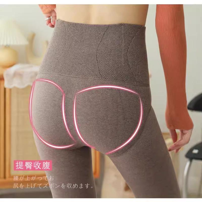 Autumn and Winter High-waisted Cotton Fish Bone Belly and Hip Leggings, Velvet Leggings for Women, Thickened Integrated Pants