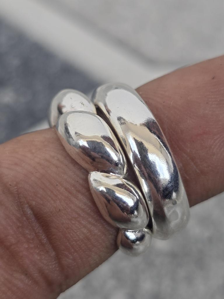 Twisted Dome 2 Set Dome Ring, 925 Sterling Silver, Minimalist Ring, Designer Unique Style Ring, Handmade Ring Chunky Wide Band Ring Jewelry