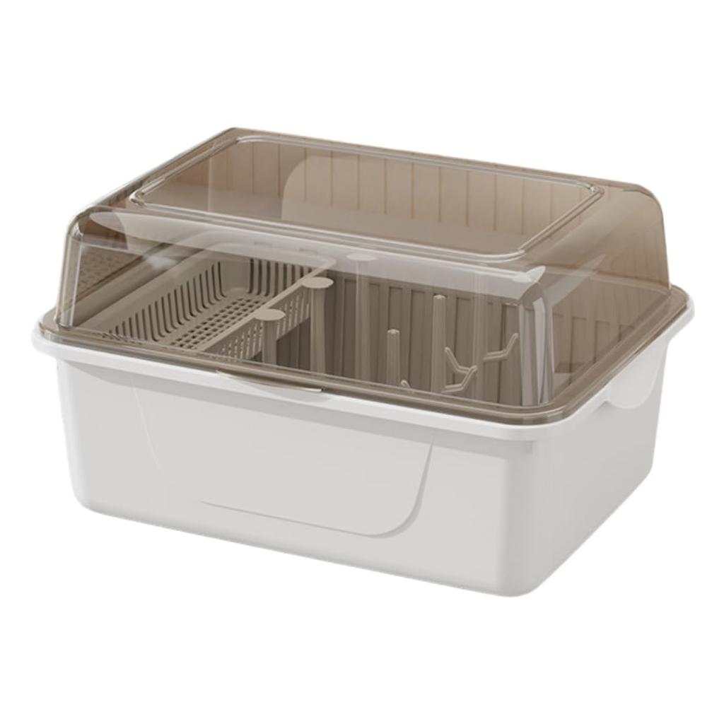 Store88 Baby Bottle Drying Stand, Drainer, Storage Case, Rack, with Lid, Hygienic Storage, Large Capacity (Brown)