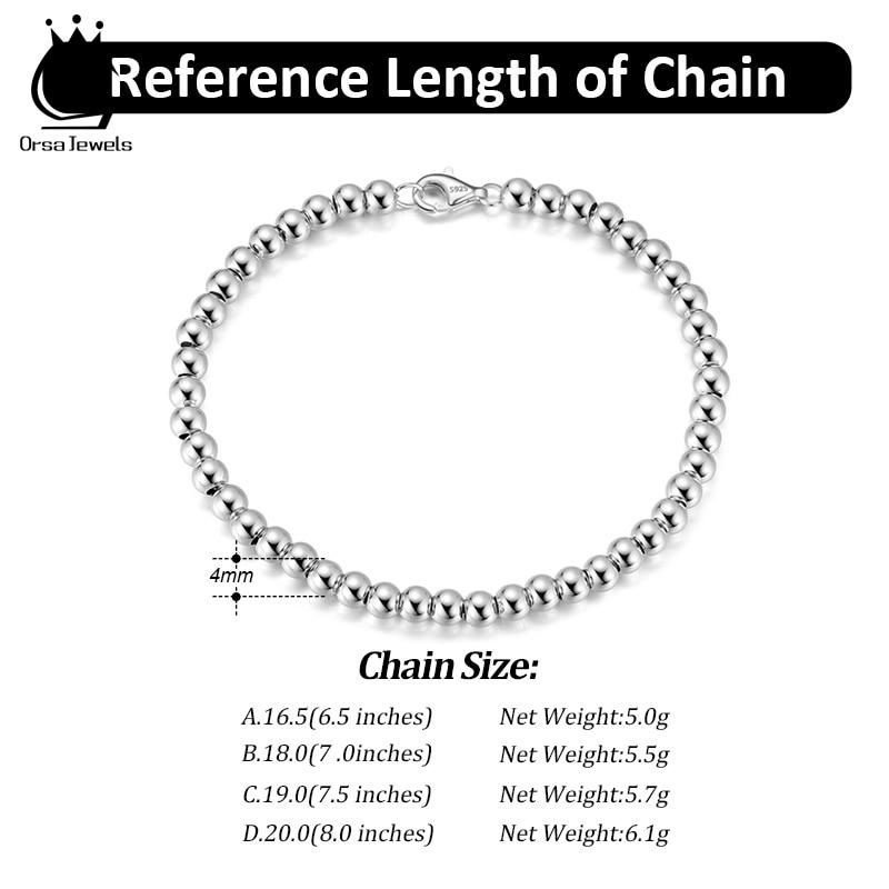 Стерлингового серебра 925 пробы, итальянский браслет ручной работы с круглыми шариками и бусинами, браслет-цепочка 4 мм для женщин 16,5, 18, 20 см SB103