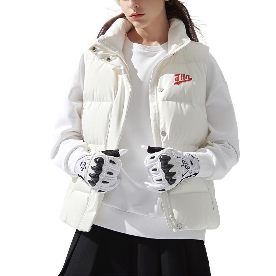Fila Fusion Однотонный логотип Воротник-стойка Пуховый жилет Женские жилеты Белый T11W342904FWT