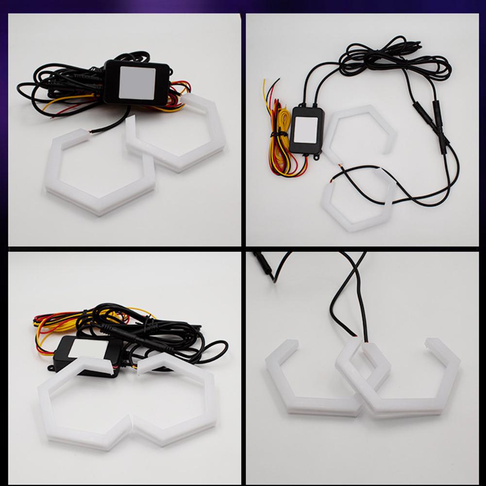Hexagon Angel Eyes Halo Rings Retrofit Headlight Colorful Angel Angel RGB Eye Lights Led Univer V2O1