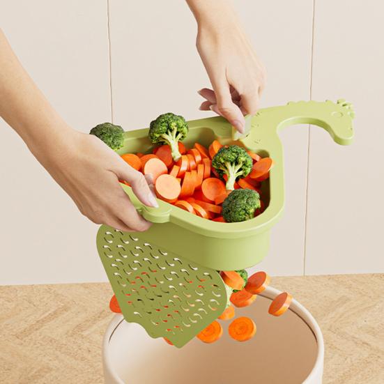 Sink Strainer Basket Triangular Design Easy To Install Automatic Dumping Sink Strainer Basket Faucet Sponge Storage Rack