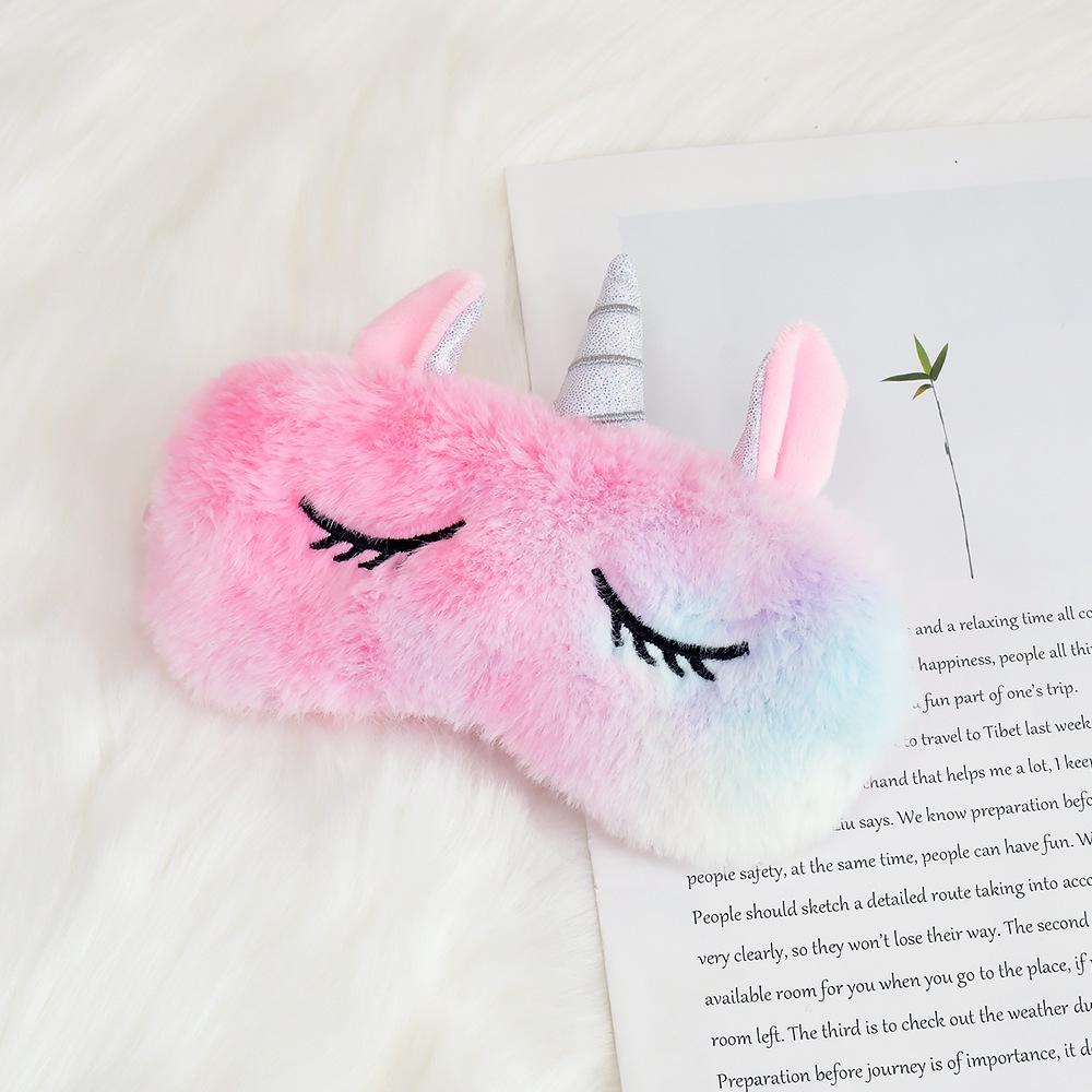 Очаровательная плюшевая маска для сна с ушками единорога из кроличьего меха