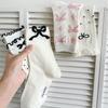 Women's Fashion Socks Embroidered Bow Cotton Breathable Middle Tube Socks