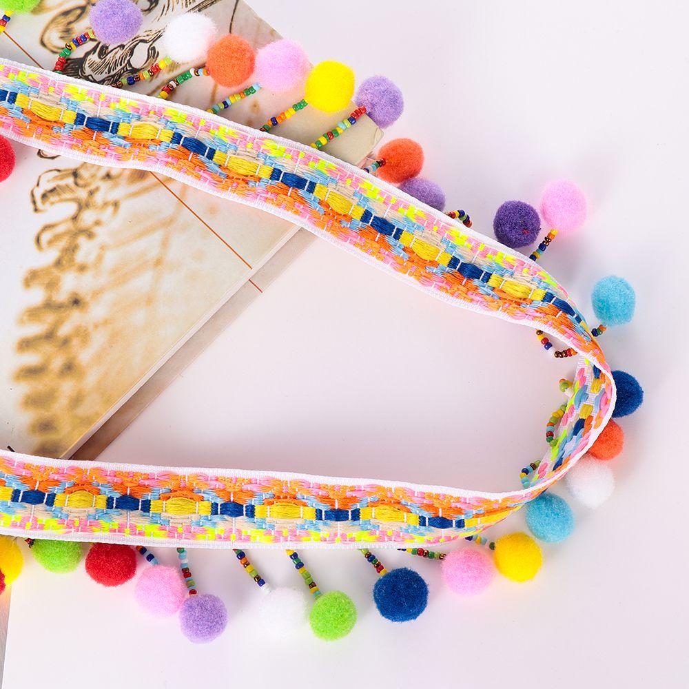 1yard Dress Costume DIY Craft Fabric Pompom Bohemia Ribbon Tassel Lace Trim Embroidered