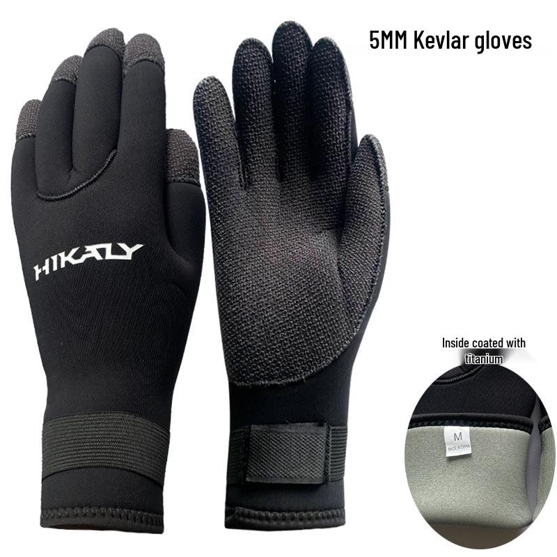 Super Elastic Neoprene Diving Gloves, 3-5mm, Wear-Resistant, Non-Slip, Cold-Proof, Warm Winter Swimming Snorkeling Gloves