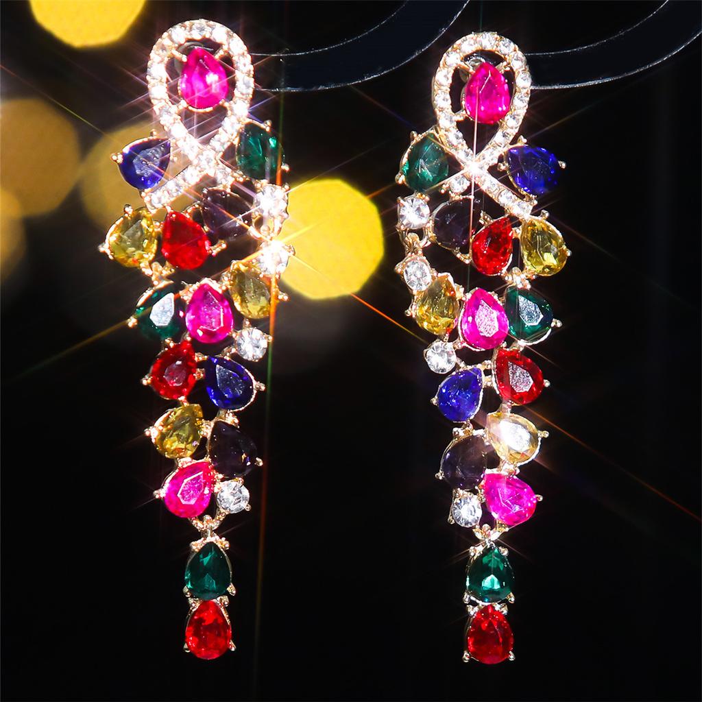 Fashion Source, Серьги с витражными стразами для женщин, Преувеличенные блестящие серьги