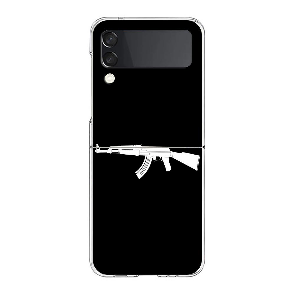 AK47 Пистолет Пули Для Samsung Galaxy Z Flip 3 4 5G Жесткий Складной Прозрачный ПК Чехол Для Телефона Для Samsung Z Flip3 Прозрачная Крышка