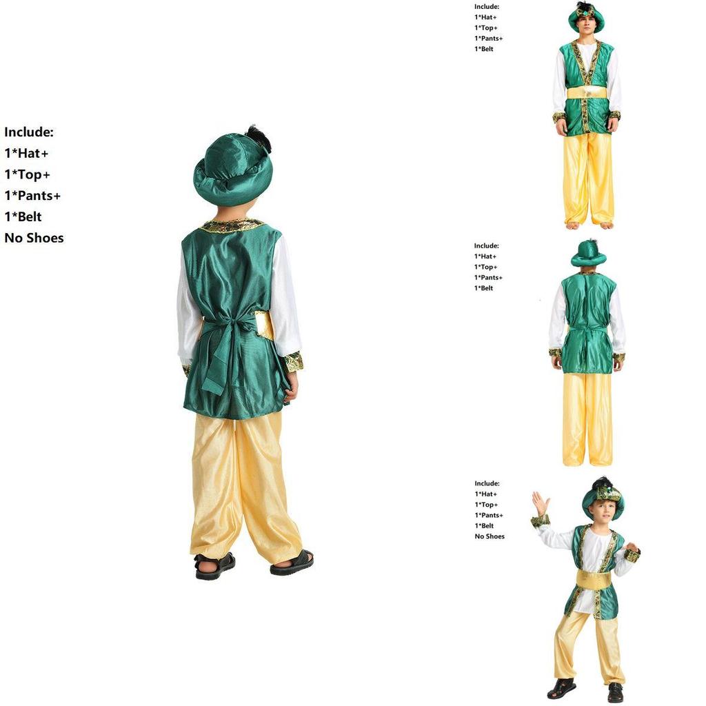 Изысканный мальчишеский костюм на Хэллоуин для вечеринок в стиле арабского принца или короля