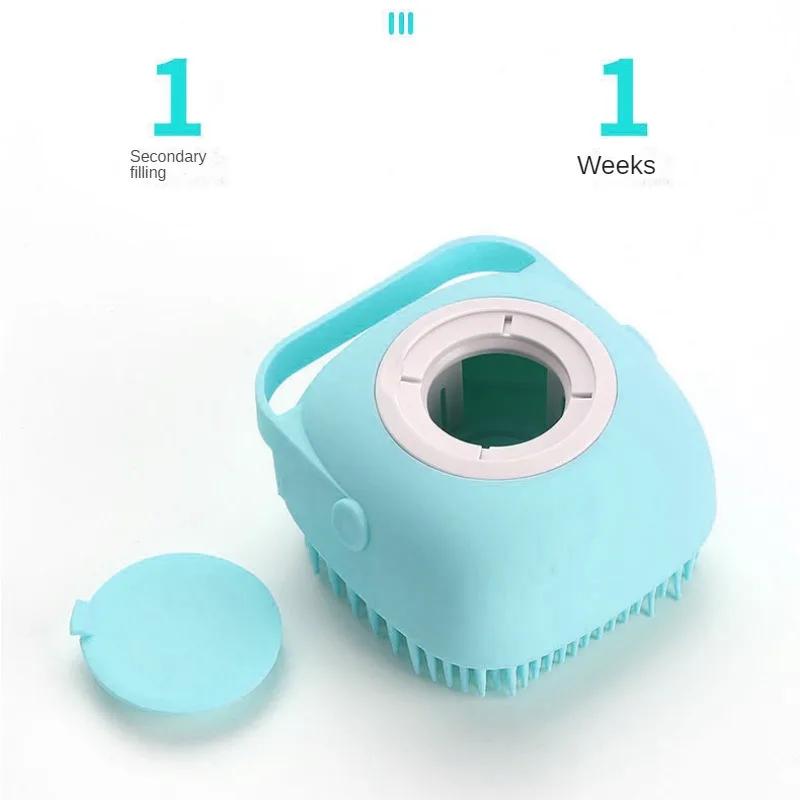 Bathroom Puppycat Washing Massage DispenseAr Grooming Shower Brush Soft Silicone Dog Brush Pet Shampoo Massager Bath Brush