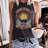 Sunlit Printed Round-neck Vest Spring and Summer Casual Sleeveless Top T-shirt