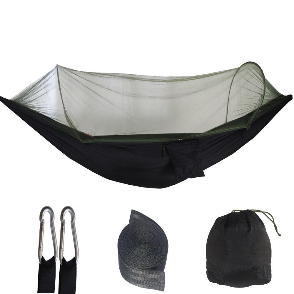 Fully Automatic Quick-Open Mosquito Net Hammock with Support Rod for Single/Double Camping
