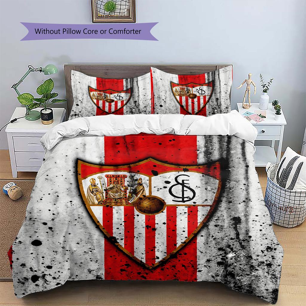 Sevilla FC Pattern Bedding Quilt Set Home Decoration Gift (1 * duvet cover + 2 * pillowcase without core)