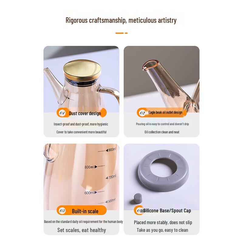 Стеклянная емкость для масла из нержавеющей стали для кухни - Большая емкость для масла, соевого соуса и уксуса