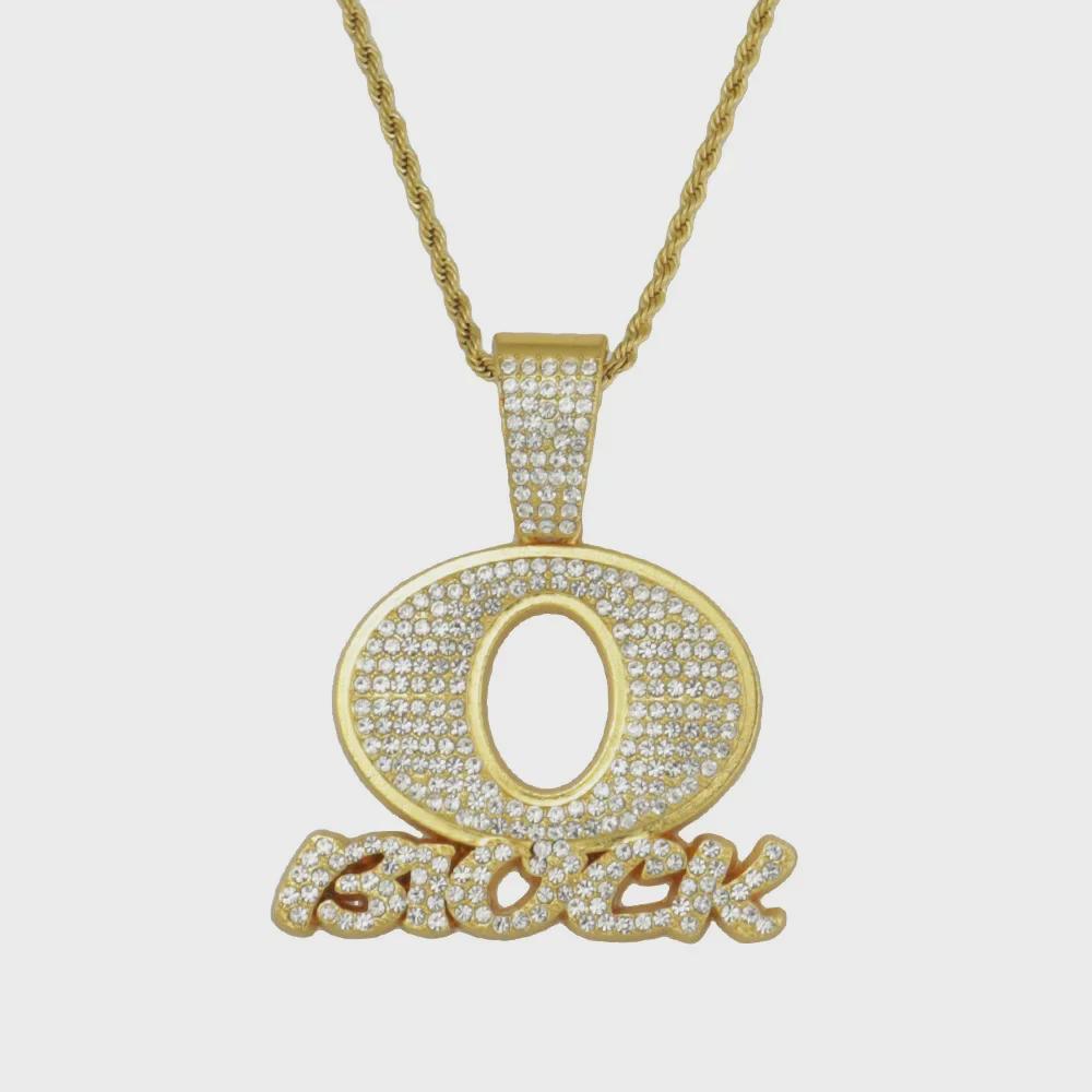 OBLOCK Letter Pendant Necklace: Trendy European & American Hip-Hop Style with Alloy and Diamond Accents