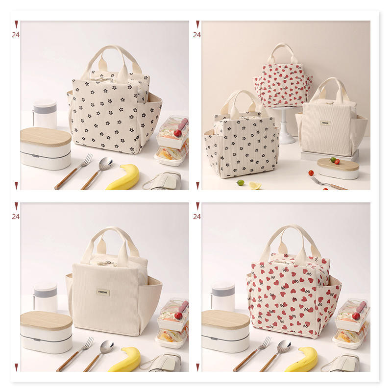 Lightweight Large Capacity Lunch Box Bag Cute Portable Bento Insulation Tote Bag for Commuting Office