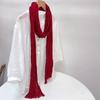 Solid Color Cotton Crinkled Scarf for Women Retro Neck Warmer Decorative Narrow Long Striped Scarf Wrap Shawl for Autumn 220cm