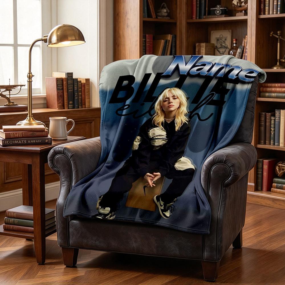 Custom Name Billie Eilish Flannel Blanket Throw Blanket Soft Warm Sofa Bed Camping Home Decor Unique Christmas Gift
