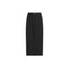 Womens Solid Color Side Zipper Elastic Waist Long Skirt Women Skirts Black IM8985