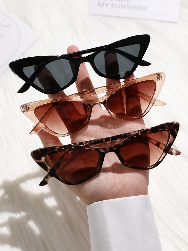 3PCS Men Shades Fashion Plastic Cat Eye Frame Women Sunglasses For Daily Life Eyewear Accessories.