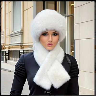 Зимний шарф из искусственной норки Монгольская шапка, плюшевая шапка женская утолщенная теплая модная шапка-ушанка из искусственной норки ветрозащитная