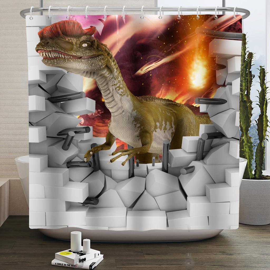 Забавная шторка для душа с динозаврами для ванной комнаты, милая шторка для ванной с животными, крутая шторка для ванной с динозаврами для детей, водонепроницаемая шторка для ванной, декор